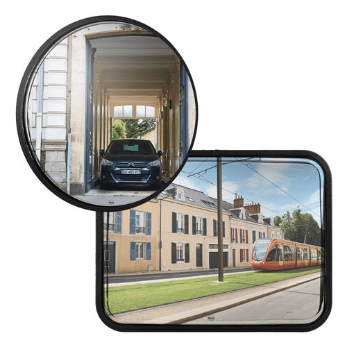 Convex array mirror - 83 series - Vialux - round / rectangular / stainless steel