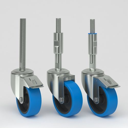 Swivel caster - Q-RND-3B-HSC-Mxx-Lxxx series - NHK Group ApS - base plate / threaded stud / elastic
