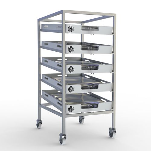 Handling storage rack - Strikebox Innovations limited - with shelves / dynamic / mobile
