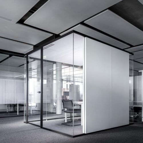 Modular room-in-room system - Cube solo - Lindner Group - acoustic / aluminum / glass