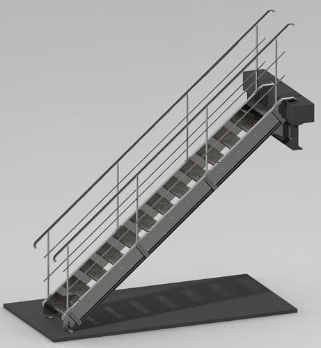 Straight staircase - Schweyer - stainless steel / with handrails