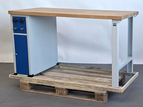 Beech workbench - 03-7501A1-157B4SL.11-Sch - RAU - with drawer / door / with cabinet