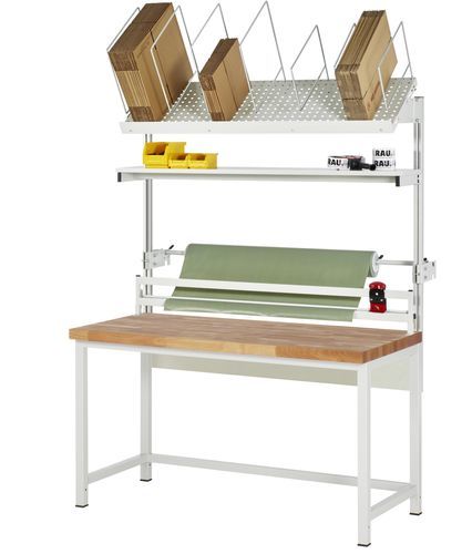 Height-adjustable packing station - 03-8000-1-157B4H-VP03.12 - RAU - beech / modular / robust