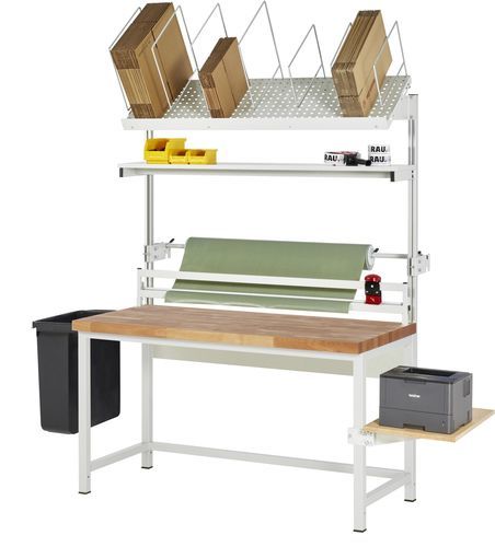 Height-adjustable packing station - 03-8000-1-157B4H-VP04.12 - RAU - beech / modular / customizable