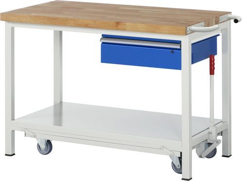 Beech workbench - 8001 - RAU - for workshops / with drawer / mobile