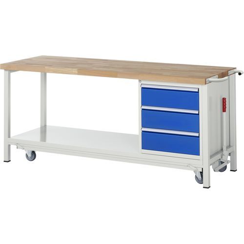 Beech workbench - 8157 - RAU - for workshops / mobile / 3-drawer