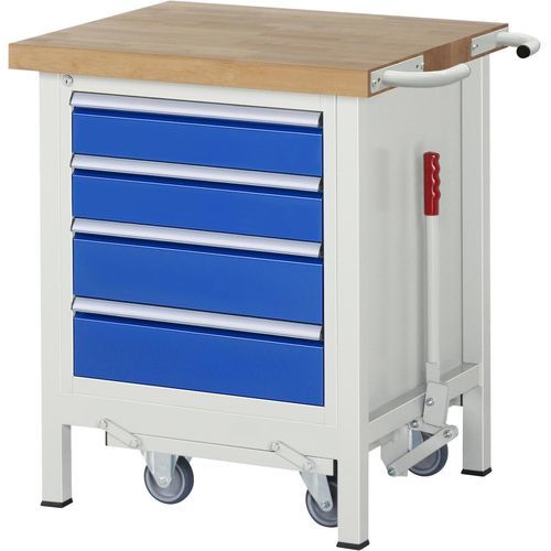 Beech workbench - 8162 - RAU - 4-drawer / mobile