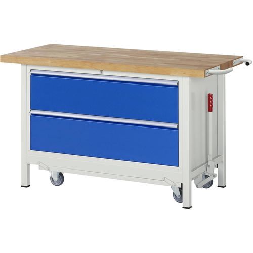 Beech workbench - 8355 - RAU - 2-drawer / mobile