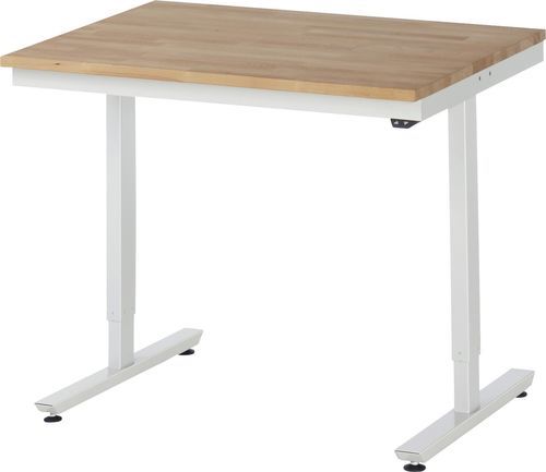 Beech workbench - 08-AT-100-080-B - RAU - metal / height-adjustable / electric