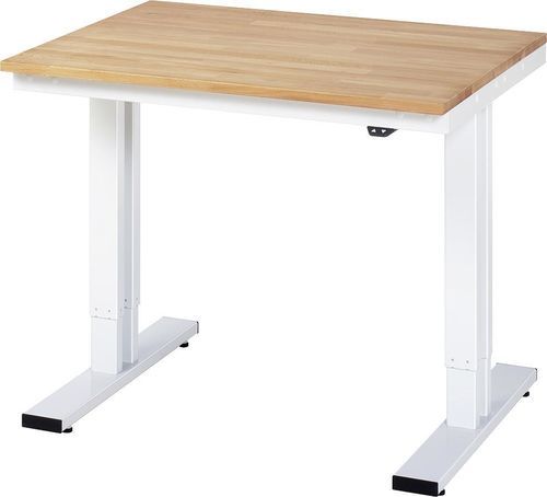 Beech workbench - 08-WT-100-080-B - RAU - height-adjustable / electric