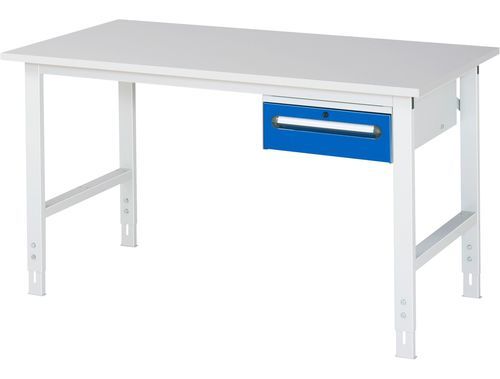 Steel workbench - 06-625M80-15-KM02.11 - RAU - with drawer / height-adjustable