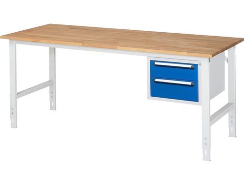 Beech workbench - 06-625B80-20-KM03.11 - RAU - for workshops / with drawer / 2-drawer