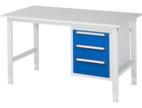 Steel workbench - 06-625M80-15-KM06.11 - RAU - with drawer / 3-drawer / height-adjustable