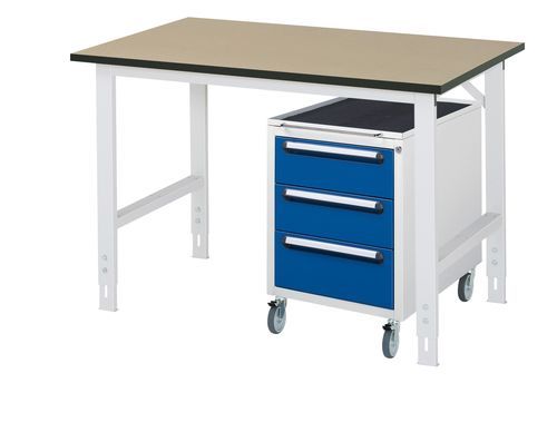 Steel workbench - 06-625F80-12-KM09.11 - RAU - for workshops / height-adjustable / modular