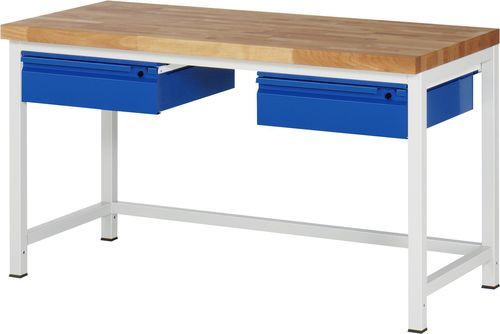 Beech workbench - 8002 - RAU - with drawer / 2-drawer / fully-welded