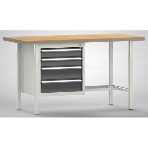Beech workbench - WS118N-1500M40-E7025 - KLW LUTZ - for workshops / 4-drawer / metal
