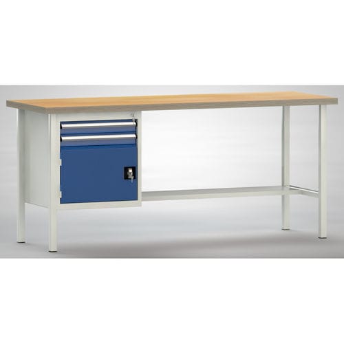 Beech workbench - WS118E-2000M40-E1691 - KLW LUTZ - for workshops / fully-welded / 2-drawer
