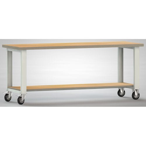 Beech workbench - WS880N-2000M40-X7003 - KLW LUTZ - mobile / fully-welded / with shelves