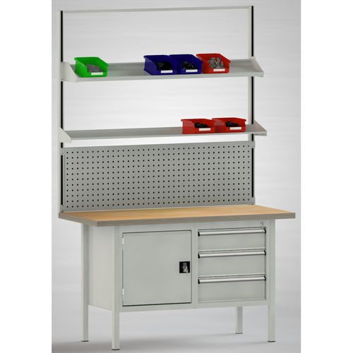 Steel workbench - AB01C-1500-OF01 - KLW LUTZ - assembly / disassemblable / with shelves