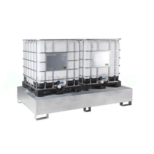 IBC container containment bund - F05G01 - Recycleoffice - cubitainer / galvanised steel