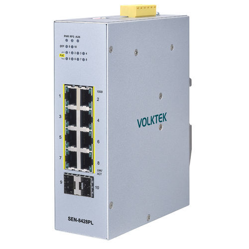 Managed ethernet switch - SEN-8428PL - Volktek - 8 ports / DIN rail / DIP