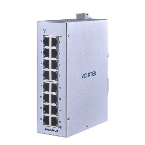 Unmanaged ethernet switch - 7013-16GT-I - Volktek - 16 ports / ProfiNet / DIN rail