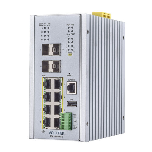 Managed switch - 9561-8GP4XS-TSN - Volktek - 8+4 ports / gigabit Ethernet / fiber optics