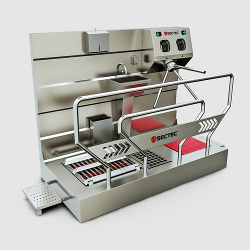 Hygiene corridor with shoe sole cleaner - Sct.HJN01.304.0004 - Sectec Security Technology - with hands washer / with desinfection