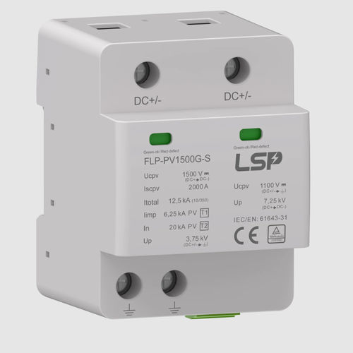 Type 1 + 2 surge protector - FLP-PV1500G-S - LSP - gas discharge tube / varistor / DC