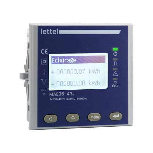 Three-phase electric energy meter - MAE96-4RJ - Lettel - single-phase / panel-mount / multi-function