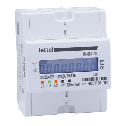 Three-phase electric energy meter - MCM5-4100L - Lettel - DIN rail / pulse output / digital