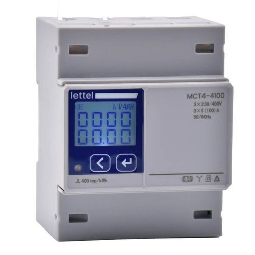 Three-phase electric energy meter - MCT4-x100 series - Lettel - DIN rail / Modbus RTU / with data logger