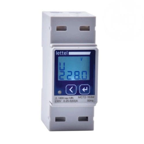 Single-phase electric energy meter - MCT2-163M - Lettel - DIN rail / pulse output / Modbus RTU