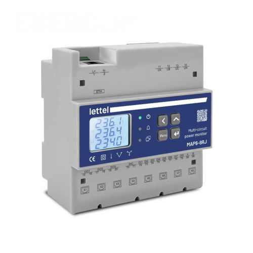 Single-phase electric energy meter - MAP6-8RJ series - Lettel - three-phase / DIN rail / with LCD display