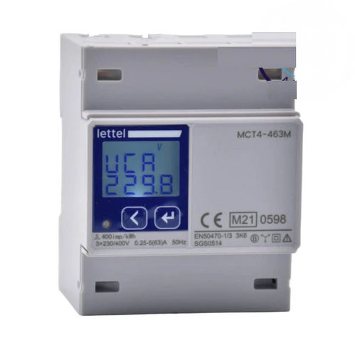 Three-phase electric energy meter - MCT4-463M - Lettel - DIN rail / Modbus / pulse output