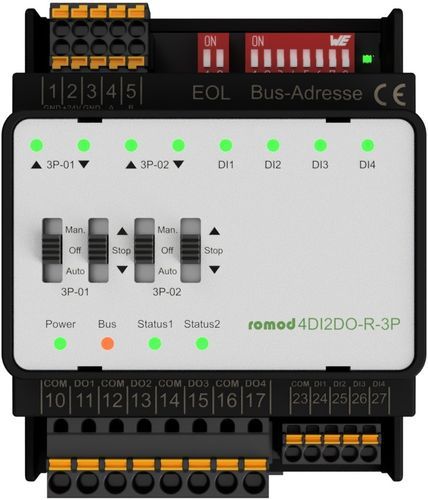 Digital I/O module - romod 4DI2DO-R-3P - Romutec Steuer- u. Regelsysteme GmbH - Modbus / RS-485 / Modbus RTU