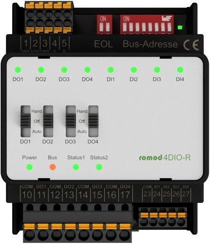 Digital I/O module - romod 4DIO-R - Romutec Steuer- u. Regelsysteme GmbH - RS-485 / serial / Modbus RTU
