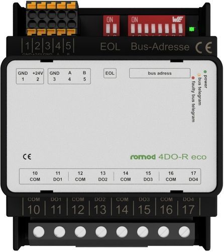 Digital output module - romod 4DO-R eco - Romutec Steuer- u. Regelsysteme GmbH - Modbus RTU / RS485 / 4-O