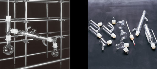 Borosilicate glass laboratory tube - Regular series - KIRIYAMA GLASS WORKS CO. - with hose connector / pre-filled