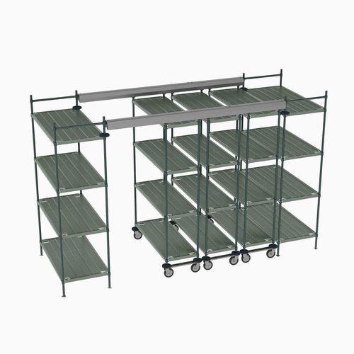 Industrial shelving - Top-Track - METRO - with shelves / dynamic / mobile