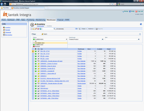Inventory management software - Lantek Integra Inventory - Lantek Sheet Metal Solutions S.L.