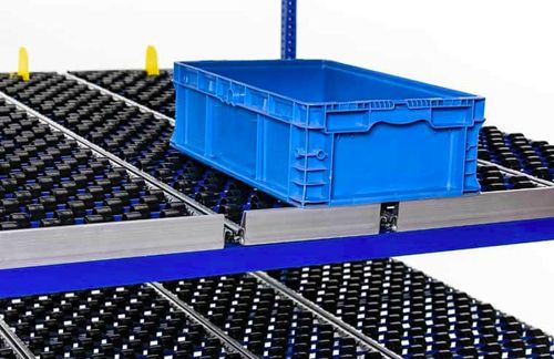 Storage warehouse shelving - span track wheel bed - UNEX Manufacturing - dynamic / modular / adjustable