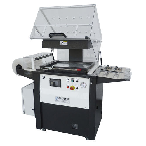 PLC-controlled packaging machine - FP 390 - Ferplast - semi-automatic / manual feed / heat-shrink film