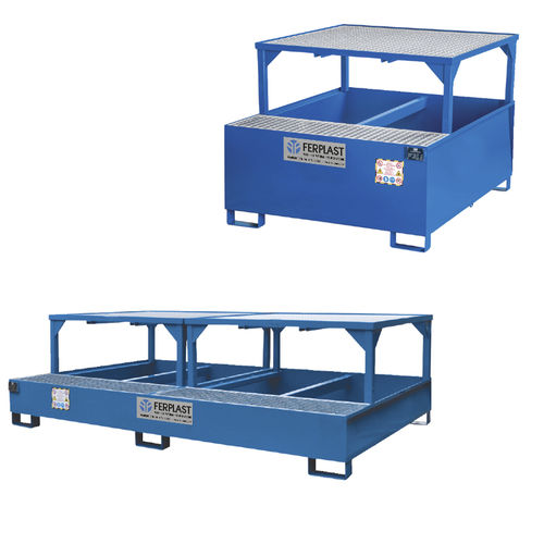 IBC container containment bund - FPB826C - Ferplast - steel / painted steel / with galvanized grid