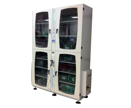 Storage cabinet - SzeroPCB - Europlacer - with legs / hinged door / metal