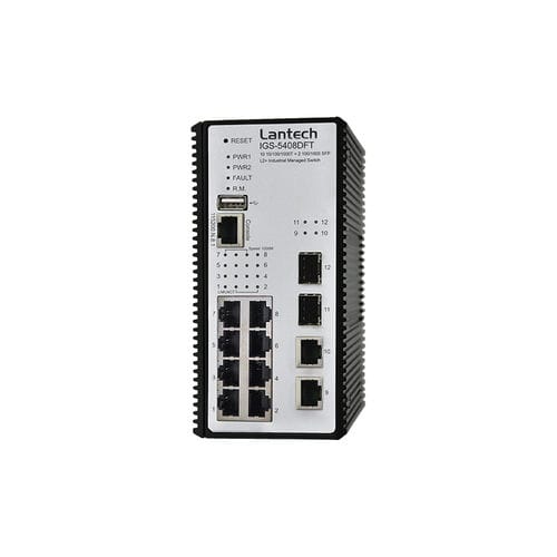 Managed ethernet switch - IGS-5408DFT series - Lantech Communications Europe GmbH - 12 ports / gigabit / DIN rail