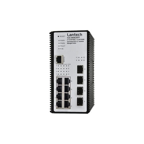 Managed ethernet switch - IGS-3408DSFP series - Lantech Communications Europe GmbH - 12 ports / DIN rail / wall
