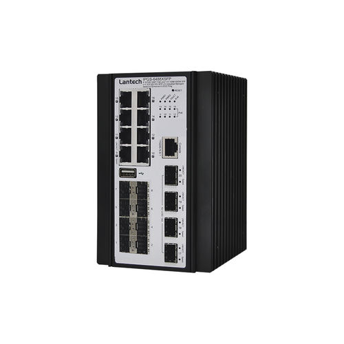 Managed ethernet switch - IPGS-6488XSFP series - Lantech Communications Europe GmbH - 20 ports / gigabit / DIN rail