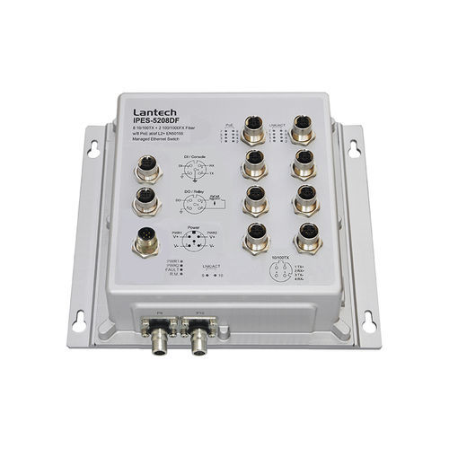 Managed ethernet switch - I(P)ES-5208DF - Lantech Communications Europe GmbH - 10 ports / PoE / EN50155