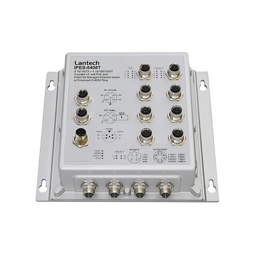 Managed ethernet switch - I(P)ES-5408T - Lantech Communications Europe GmbH - 12 ports / PoE / EN50155